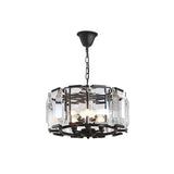Metal Drum Shade Ceiling Chandelier With Crystal Block: Vintage 5/8 Heads Hanging Lamp (18/25.5