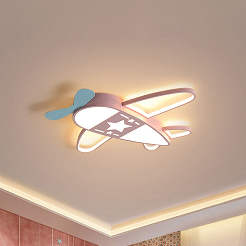 Modern Metal Led Flush Mount Lamp - Pink/Blue Plane Warm/White Lighting 19.5/25.5 Width Pink / 19.5