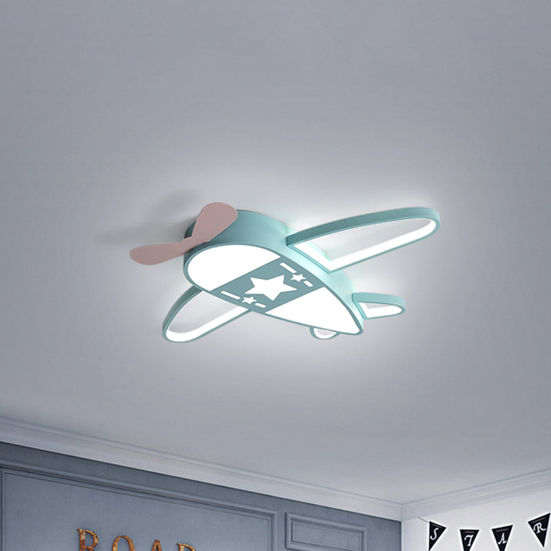 Modern Metal Led Flush Mount Lamp - Pink/Blue Plane Warm/White Lighting 19.5’/25.5’ Width Blue
