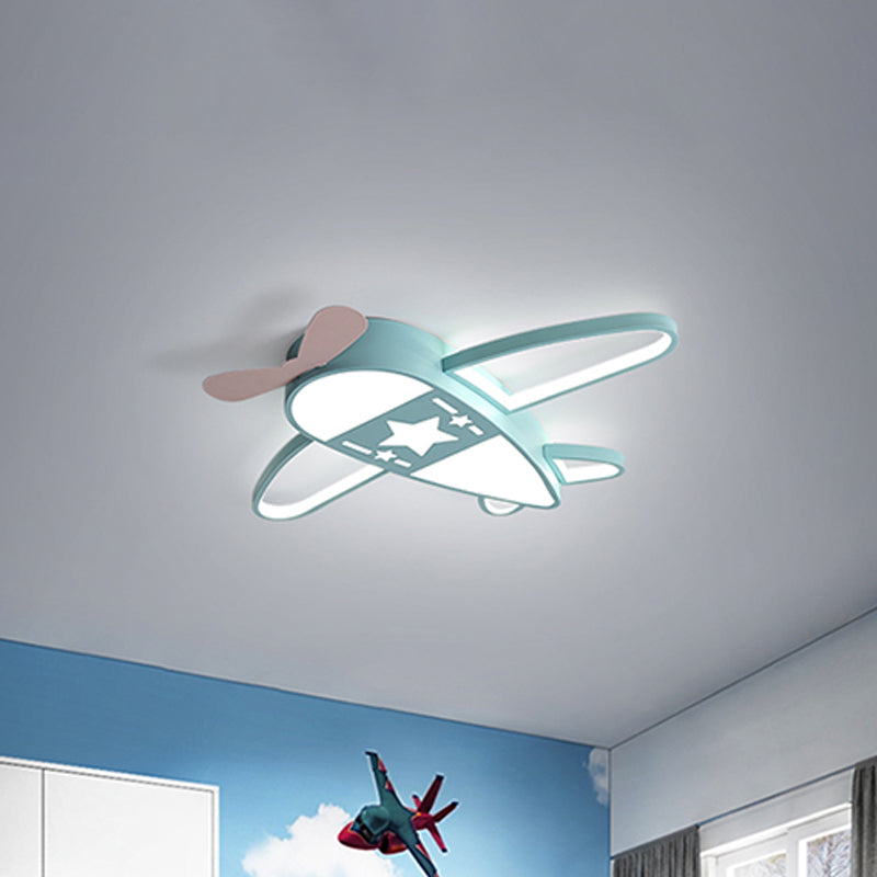 Modern Metal Led Flush Mount Lamp - Pink/Blue Plane Warm/White Lighting 19.5’/25.5’ Width