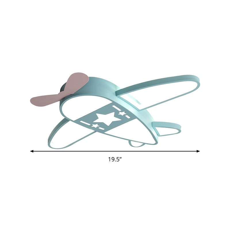 Modern Metal Led Flush Mount Lamp - Pink/Blue Plane Warm/White Lighting 19.5’/25.5’ Width