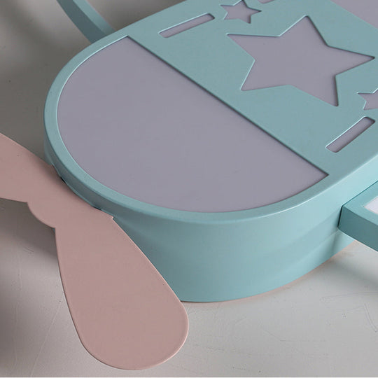 Modern Metal Led Flush Mount Lamp - Pink/Blue Plane Warm/White Lighting 19.5’/25.5’ Width