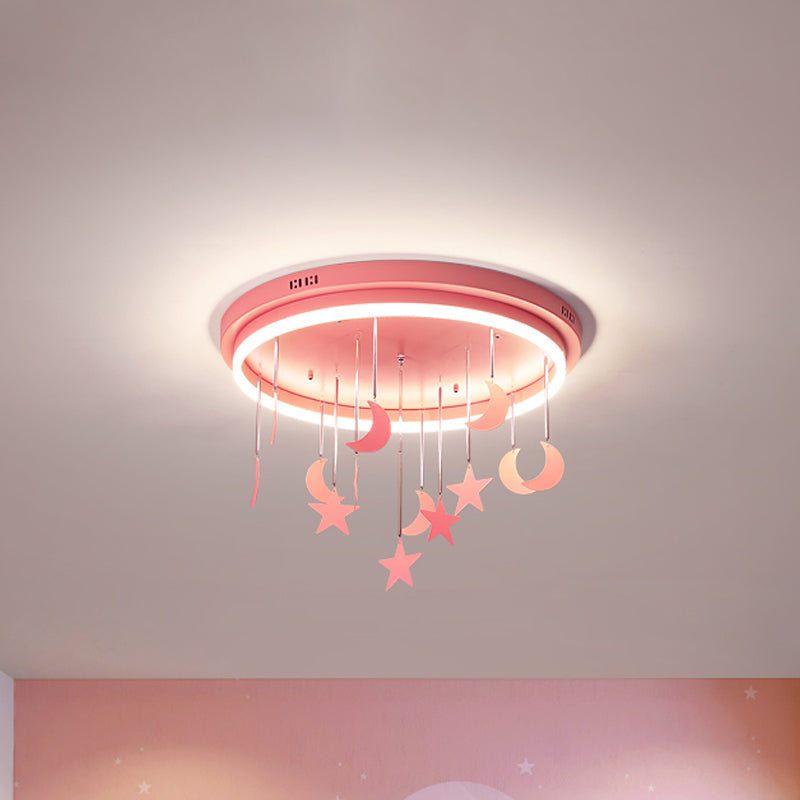 Mermaid And Star Acrylic Led Flush Chandelier For Kids Rooms Pink/Blue 18/21.5 Width