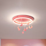 Mermaid And Star Acrylic Led Flush Chandelier For Kids’ Rooms Pink/Blue 18’/21.5’ Width
