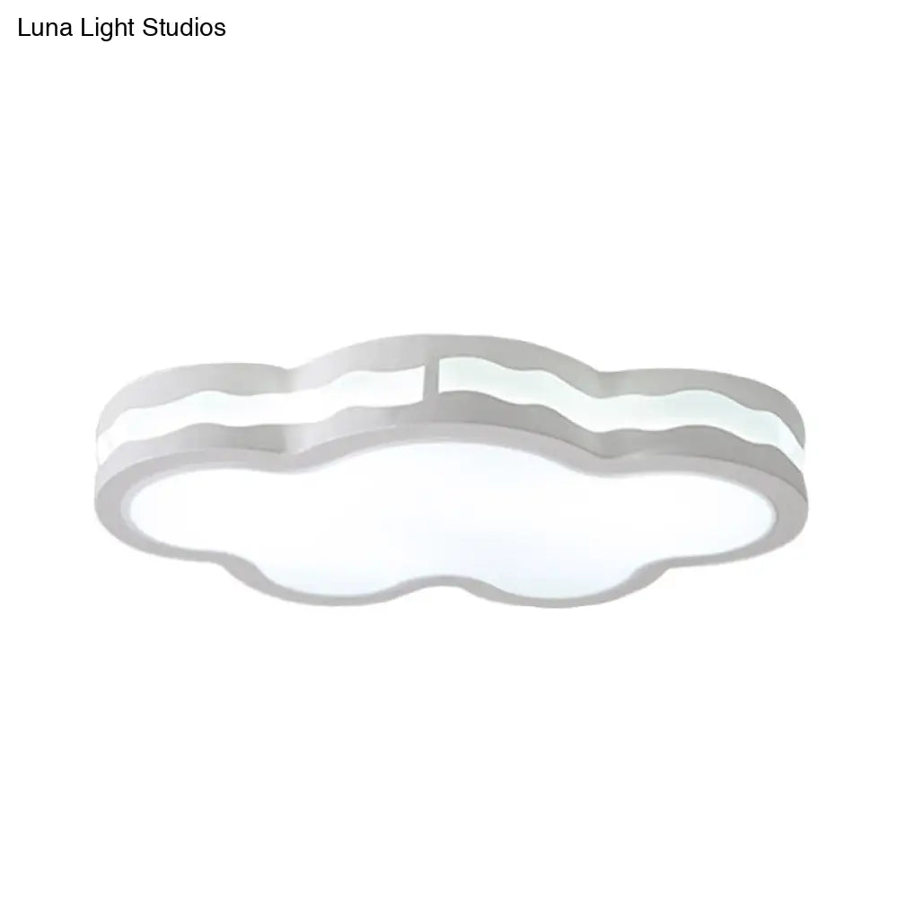26/22.5 Cloud Flush Mount Led Bedroom Ceiling Lamp In White With Acrylic Shade