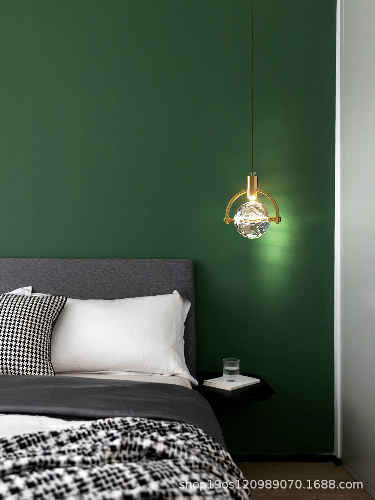 Modern Mini Crystal Pendant Light With Brass Finish For Living Room Bar And Coffee Shop Ceiling