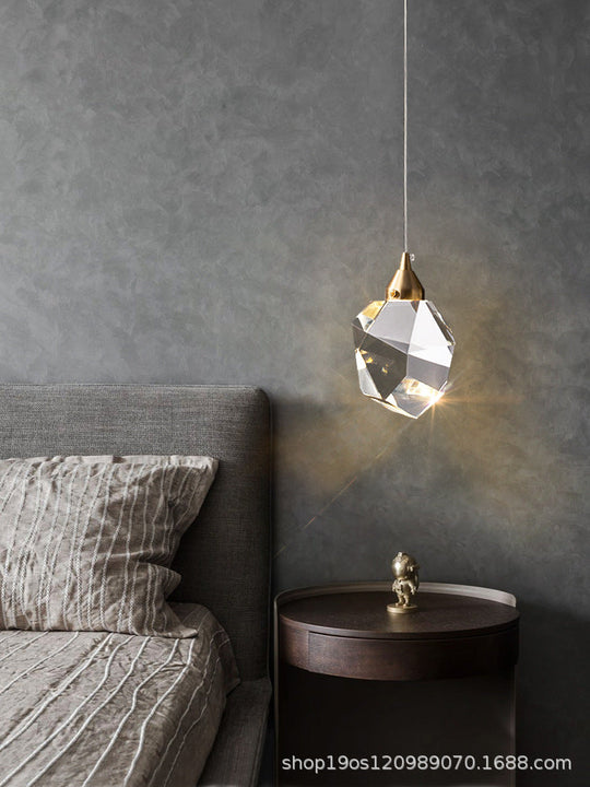 Modern Mini Crystal Pendant Light With Brass Finish For Living Room Bar And Coffee Shop Ceiling