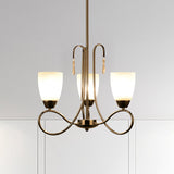 Contemporary White Glass Bell Chandelier With Crystal Deco And Silver Finish - 3 Head Ceiling Light