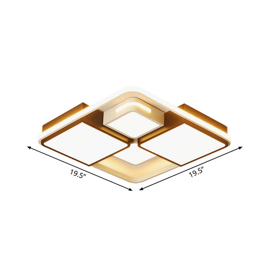 Sleek Square/Rectangle Ceiling Flushmount Led Light Fixture In Black And White Warm/White