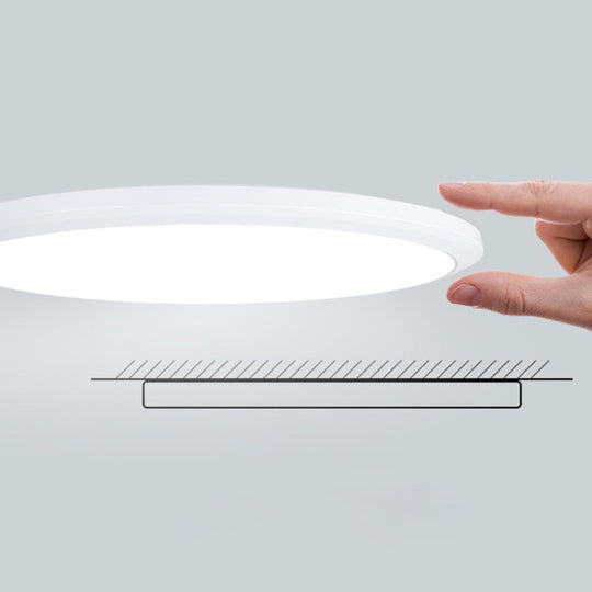Ultra-Thin Round Led Ceiling Light For Kitchen - Simple White Design With Acrylic Flush Mount