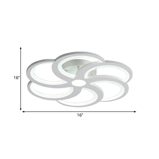 19.5’/23.5’ W Nordic Style Metal And Acrylic Led Flush Mount Light In White - Warm Glow For