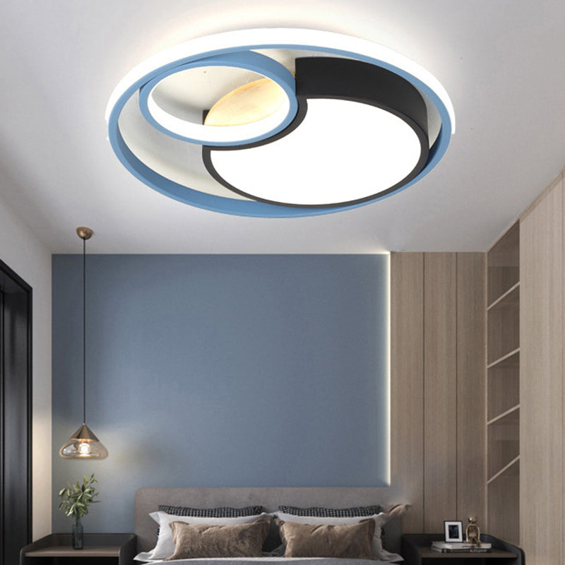 Contemporary Led Blue Flush Mount Ceiling Light - Acrylic Close-To-Ceiling Lighting