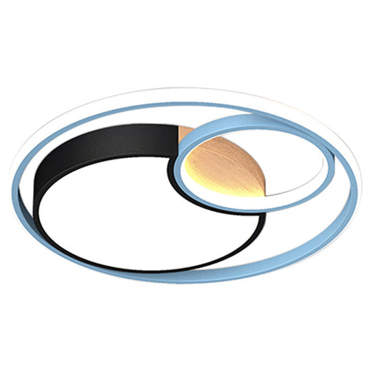 Contemporary Led Blue Flush Mount Ceiling Light - Acrylic Close-To-Ceiling Lighting