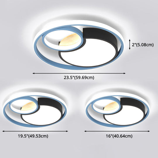 Contemporary Led Blue Flush Mount Ceiling Light - Acrylic Close-To-Ceiling Lighting