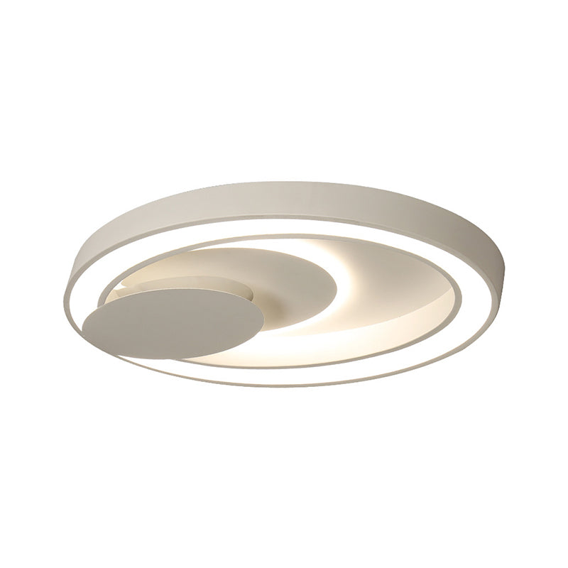 23-34.5’ W White Oval Led Flush Ceiling Light For Bedroom - Simplicity Style Warm/White