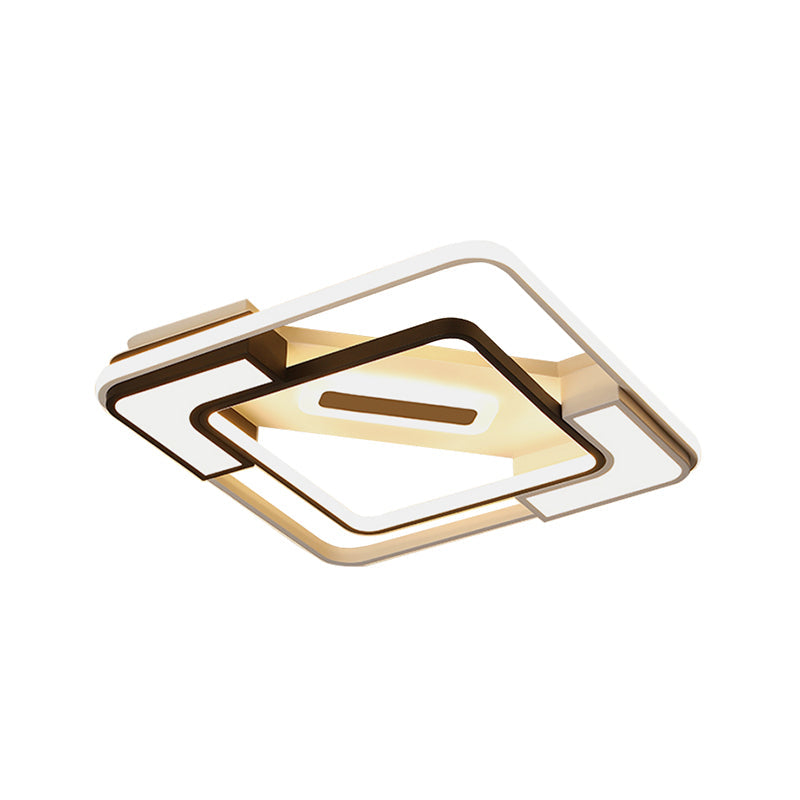 Modern Led Flush Mount Lamp: Black/White Metal Ceiling Light 16’/19.5’/35.5’ W