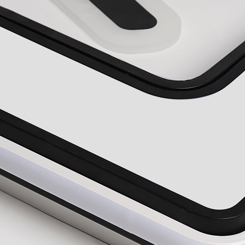 Modern Led Flush Mount Lamp: Black/White Metal Ceiling Light 16’/19.5’/35.5’ W