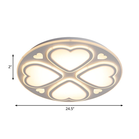 Contemporary Metal And Acrylic Clover Flush Mount Lighting - White Ceiling Lamp (16.5’/20.5’/24.5’)