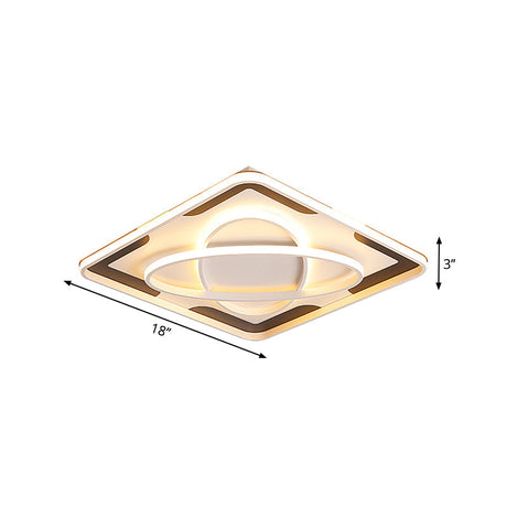 Modern Geometric Flush Ceiling Light Fixture - Integrated Led Metal Black/White Warm/White