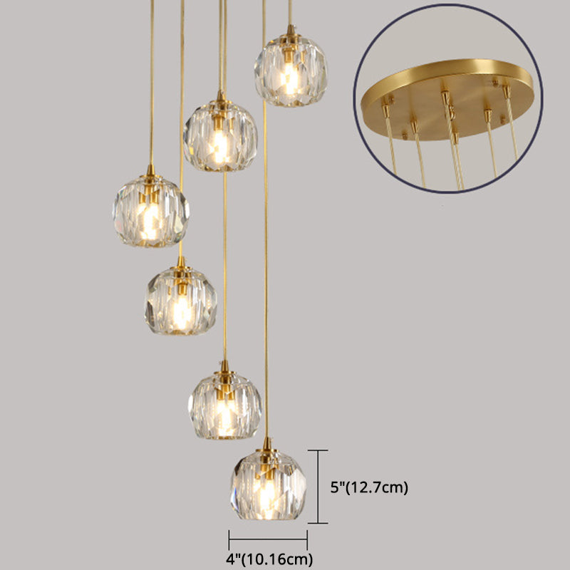 Gold Crystal Pendant Light - Modern Style Hanging Fixture
