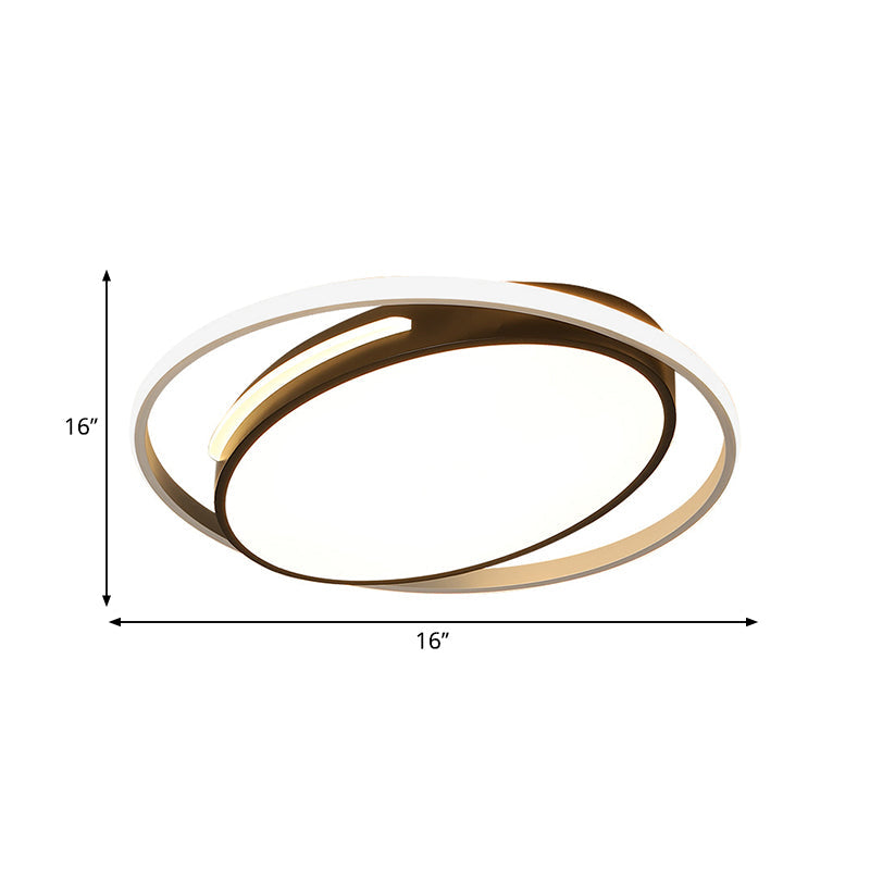 Black Oval Flush Mount Lighting - Metallic Led Light With Frosted Diffuser 16’/19.5’ Wide