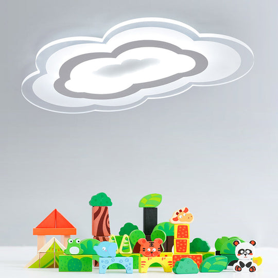 Minimalist Led Acrylic Cloud Flush-Mount Light Fixture - White Ceiling Lighting