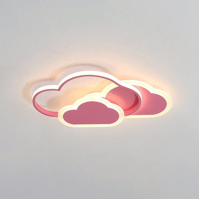 Minimalist Led Cloud Ceiling Light Fixture - Acrylic Mount Pink / White