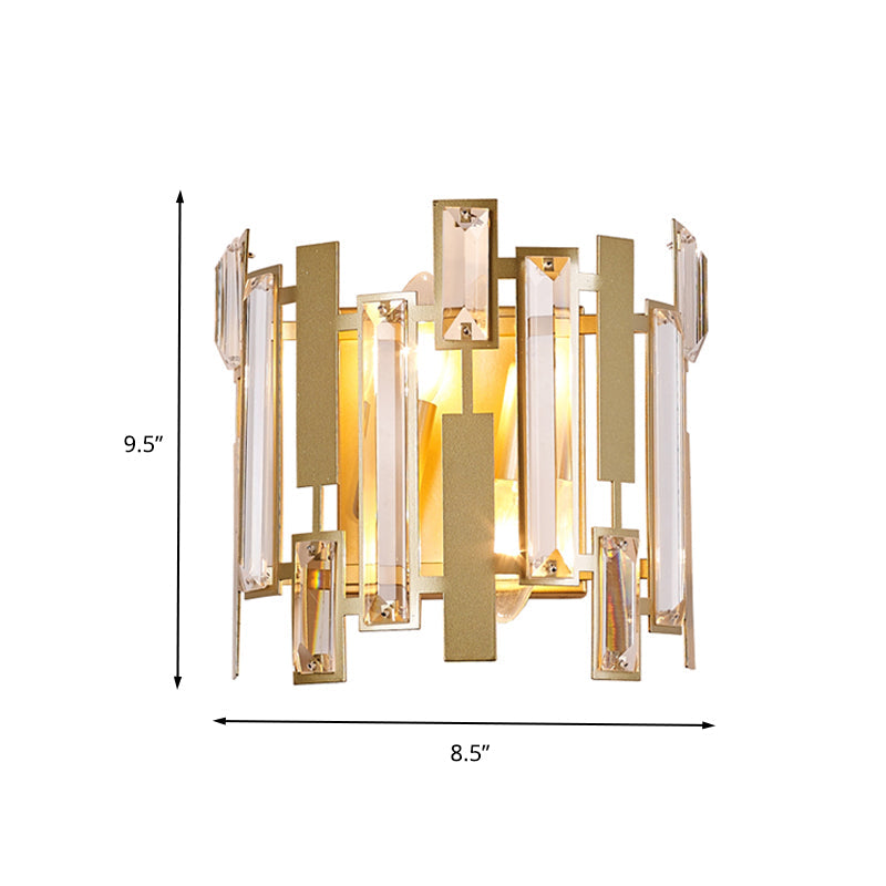 Postmodern Crystal Block Wall Light Fixture: 1 Gold Mount For Living Room