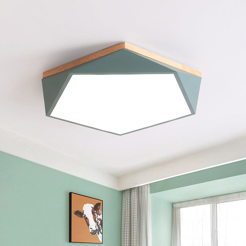 Modern Metal Led Bedroom Flush Mount Ceiling Light Fixture - Pentagon Lighting