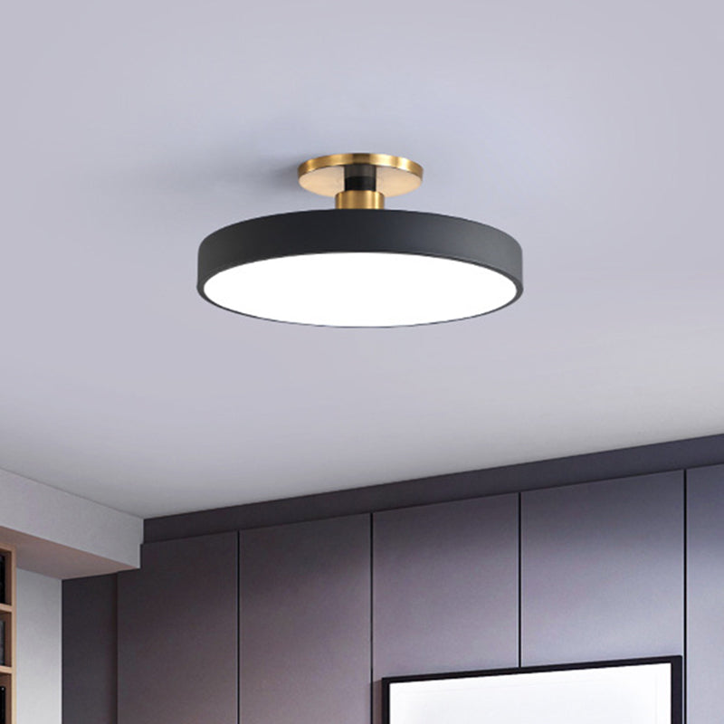Modern Led Acrylic Semi Flush Mount Ceiling Light Fixture With Circular Ring Design Black / Warm
