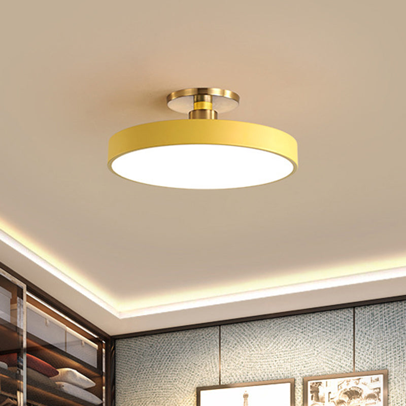 Modern Led Acrylic Semi Flush Mount Ceiling Light Fixture With Circular Ring Design Yellow / Warm