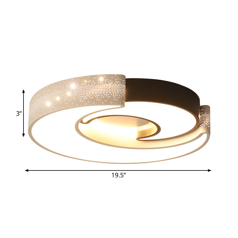 Modern Moon Flush Lighting - Black And White Iron Ceiling Flushmount In Warm/White 16’/19.5’ Wide