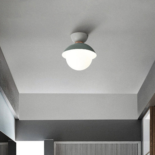 Nordic-Style Round Flush Mount Metal Ceiling Light