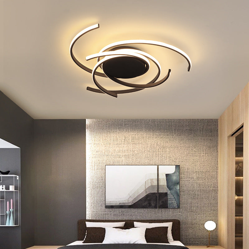 Modern Metal Spiral Flush Mount Led Ceiling Light For Bedrooms