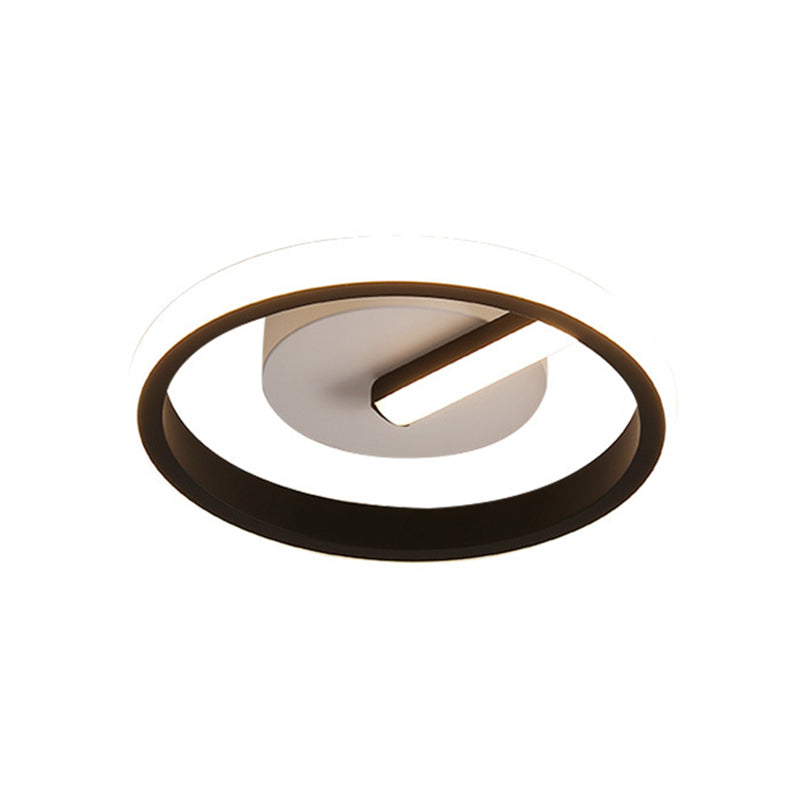 Minimalist Black Led Ceiling Flush Mount Light With Circle Metal Shade