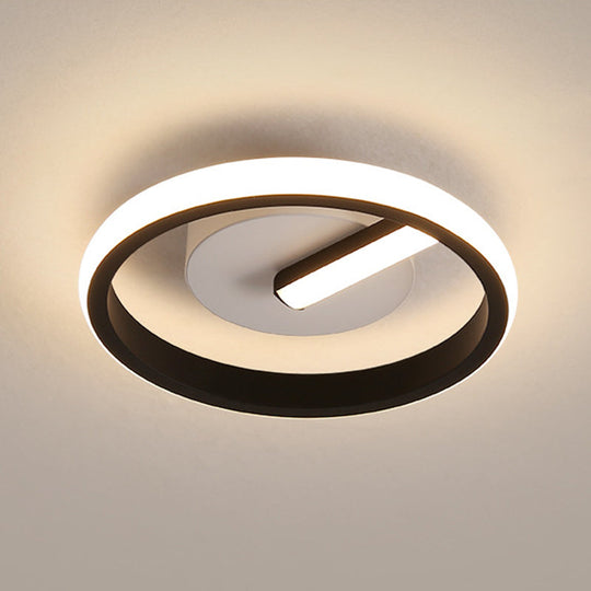 Minimalist Black Led Ceiling Flush Mount Light With Circle Metal Shade