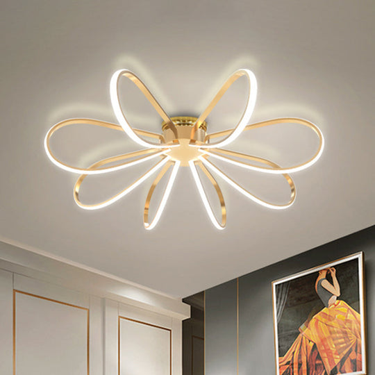 Gold Petal Acrylic Flush Mount Ceiling Light - Modern Led Fixture