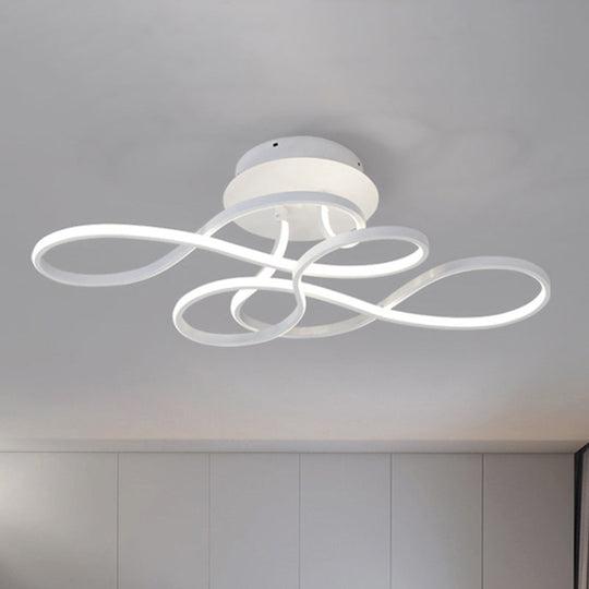 Sleek White Acrylic Swirl Wave Led Ceiling Light Fixture - Simplicity Close To Lighting Solution /