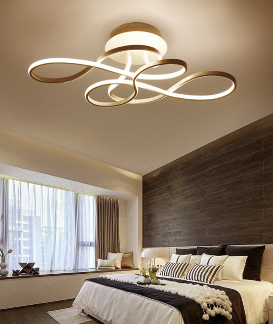 Sleek White Acrylic Swirl Wave Led Ceiling Light Fixture - Simplicity Close To Lighting Solution