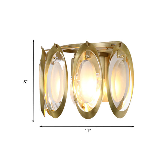 Contemporary Gold Oval Sconce With Cut Crystal Detail - Perfect Wall Fixture For Living Room