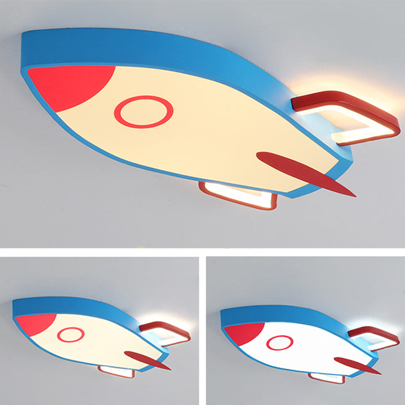 Blue Rocket Bedroom Flushmount Ceiling Fixture - Acrylic Led Contemporary Light