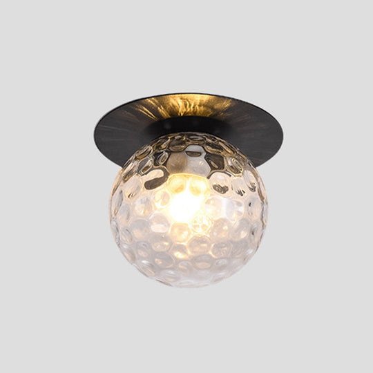 Minimalist Glass Globe Ceiling Mount Light Fixture Black