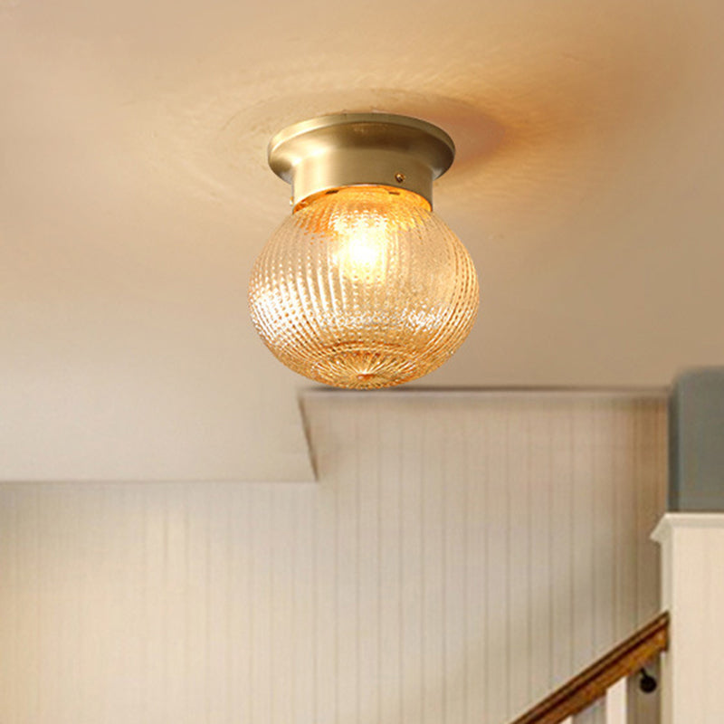 Modern Gold Glass Round Flush Mount Ceiling Light Fixture