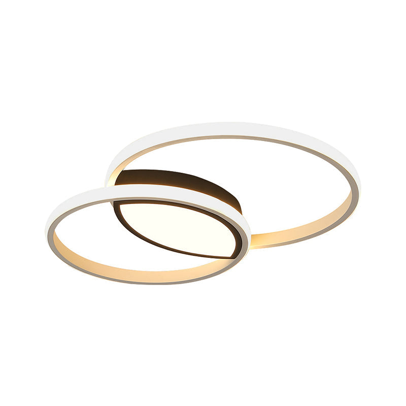 Minimalist Double Ring Led Flush Light In Black/White - 16’/19.5’ Warm/White Ceiling Fixture