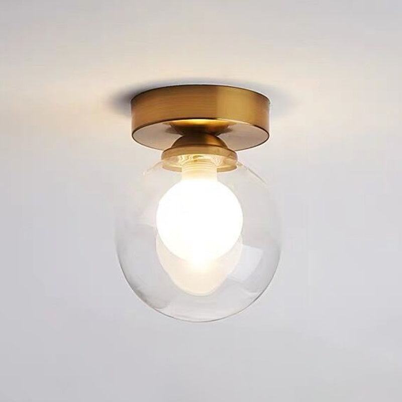 Modern Gold Glass Flush Mount Ceiling Light - Globe Corridor Close To Lighting