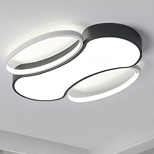 Modern Metal Black And White Led Flush Mount Ceiling Light - 19.5/25.5 Width Black-White / 19.5