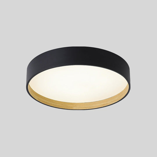 Metallic Modern Drum Flush Mount Ceiling Light Fixture Black / 16 Warm