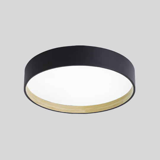 Metallic Modern Drum Flush Mount Ceiling Light Fixture Black / 19.5 White