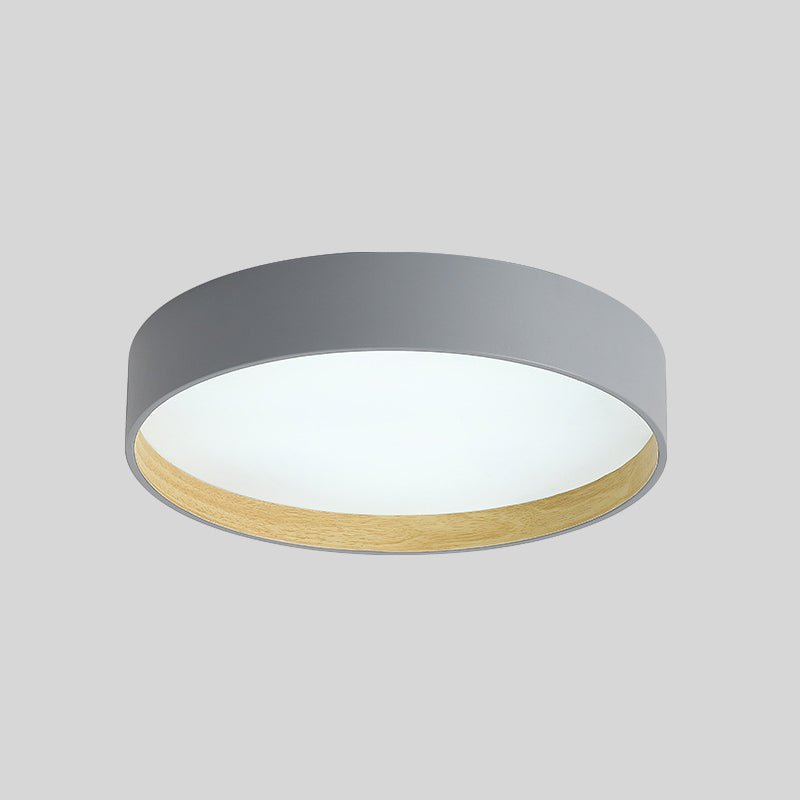 Metallic Modern Drum Flush Mount Ceiling Light Fixture Grey / 16 White
