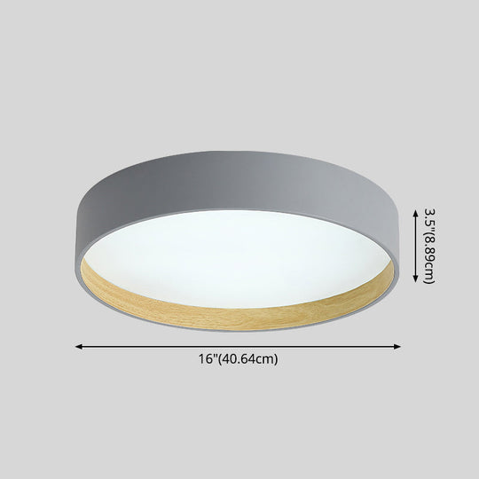 Metallic Modern Drum Flush Mount Ceiling Light Fixture
